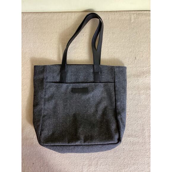 Brooks Brothers Women Purse Herringbone Wool and leather Tote Top handle EUC - Picture 2 of 11